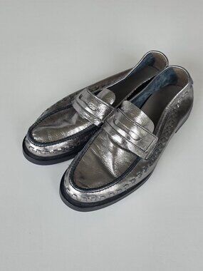 Allsaints Sofie Metallic Leather Loafers